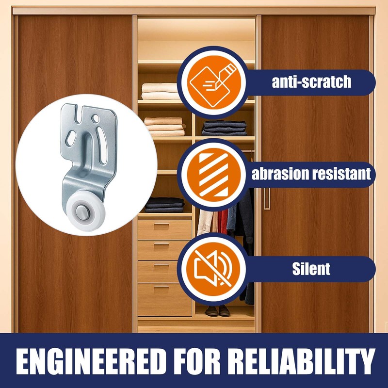 Top-Hung Sliding Door Hardware Wardrobe Roller Kit,Includes 4 Roller Wheels