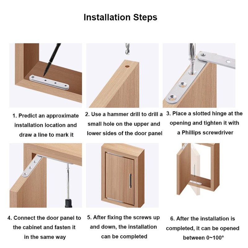 Door Hinges, 57mm x 16mm, 360 Degree Rotation Hidden Door