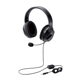 Elecom HS-HP30TBK Headset, 4 Pole Mini Plug, Overhead, Wired Binaural with Conversion Cable, 40mm Driver, Black