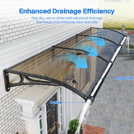 Awning for Door Entrance,32x40Inch Awnings for Doors with Drainage Sink,Window Canopy Exterior with Aluminum Alloy Bracket,Solid Polycarbonate Cover,UV,Rain,Snow Protection for House,Porch,Patio,Deck