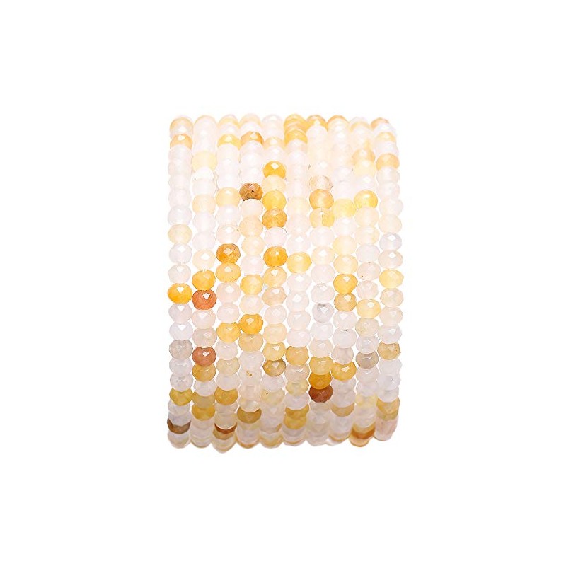 BEADIA Faceted Natural Yellow Jade Stone Rondelle 3x4mm Loose Semi