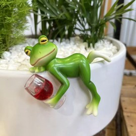 Funny Frog Garden Decor Outdoor, Frog Figurines Plant Decorations for Pots, Resin Frogs Gifts for Women, Mini Frogs Garden Statue Planter Hugger for Flower, Yard, Lawn,Outside（3.94"x2.12"x3.94"）