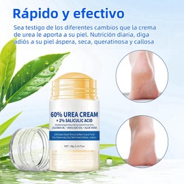 KIZCGE Crema Hidratante con Urea 60 para Pies, Manos y Codos - Exfoliante para Piel Seca, Agrietada y Callosidades (40g)