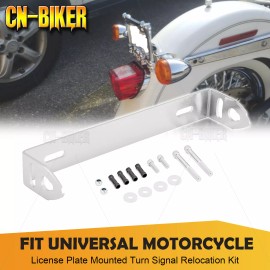 CB Universal Triple Chrome License Plate Mounted Rear Turn Signal Relocation Kit