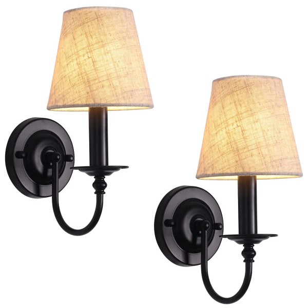 LASENCHOO Black Wall Sconces Set of Two, Modern Candle Sconces
