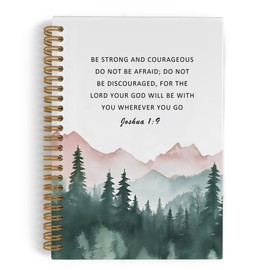 QLMX Bible Inspirational Joshua 1:9 Spiral Notebook, Be Strong and Courageous Christian Journal Notebook, Religious Notebooks for School Work, Christian Office Supplies Gifts for Women Faith, 5.5x8.3