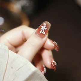 XUZOO Nail Tip, Three-Dimensional, False False Nail, Bride Nail Tip, Short, Long, Cute, Stylish, Popular, Simple, Wedding, Crystal, Flower, Butterfly, 3D Nail Tip, Nail Tip, Nail Sticker, Nail Tool,