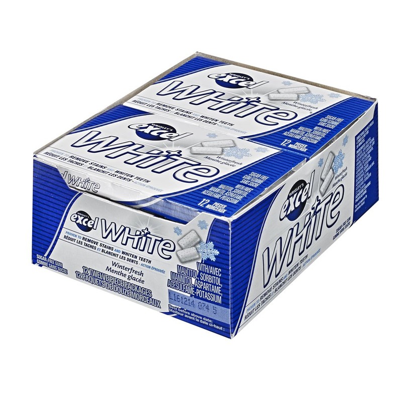 Excel White Sugar-Free Gum, Winterfresh, 12 Count