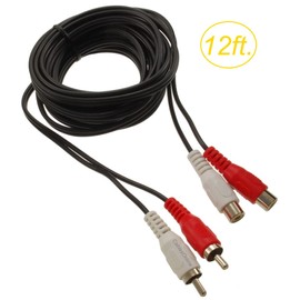 CablesOnline, 12-feet 2-RCA Male to 2-RCA Female Red/White Stereo Audio Extension Cable, AV-E412RW