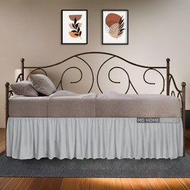 Daybed Skirt with Split Corners Twin - Daybed Dust Ruffle Split Corners 16 inch Drop - Bed Skirts for Day beds - Microfiber Bed Sofa Daybed Skirt for Living Room Guest Room - Light Grey Daybed Skirt