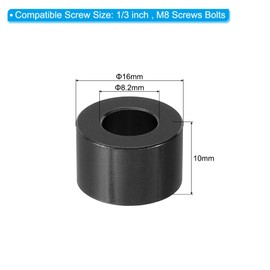 PATIKIL M8 Aluminum Spacer, 4 Pcs Metal Spacers Aluminum 8.2mm ID x 16mm OD x 10mm L Aluminum Spacer Screw Standoff Round for 1/3in or M8 Screw Bolts, Black