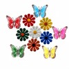 XZJMY 11 Pcs Metal Flowers Butterfly Wall Decor Garden Decor,6