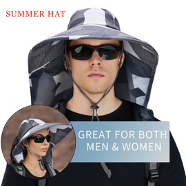 Sun Hat for Men Women with Neck Flap,UPF 50+ UV Protective Hiking Fishing Hats,Wide Brim Sun Hat for Women&Men