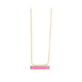 Kendra Scott Leanor Necklace Short Pendant Necklace For Women, Dainty Fashion Jewelry, Gold-Plated, Magenta Hot Pink Bar Necklace