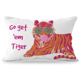 YeiHe - Funda de almohada rosa y naranja con tigre de 12 x 20 pulgadas, fundas de almohada blancas coquetas, modernas y preppy con tigre, decoración de habitación coqueta, artículos escolares preppy