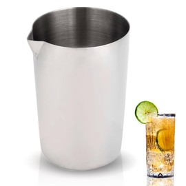 Hominas Cocktail Mixing Glass, 500 Ml Martini Stirring Glass Mixing Pitcher Glass Shaker with Pouring Spout for Bartenders and Home Cocktail, Stainless Steel, Sliver