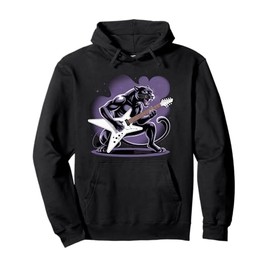 Kids Black Panther Playing Guitar Rock Star Rock and Roll Pullover Hoodie
