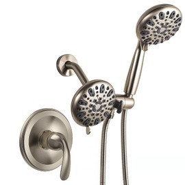 WRISIN Brushed Nickel Shower Faucet Set with Valve, Shower Kit with Valve and 6 Setting Shower Head, Bathtub Shower Head and Faucet Set