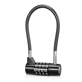 LOFICOPER Long Shackle Combination Lock, 4 Digit Combination Padlock, 6.8 Inch Resettable Cable Lock, Weatherproof Portable Outdoor Padlock for Gym Sports Locker, Gate, School, Fence, Travel