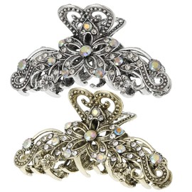 OHPHCALL Metal Hair Claw Clips for Women Rhinestone Vintage Clips Fashion Headwear