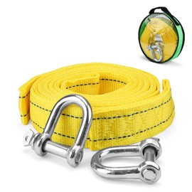 0XBIT Tow Rope 4 m for Cars and Cars - 5 Tonnes (11,000 Lbs) Tensile Force - With Storage Bag and Two Thick U-Shaped Hooks