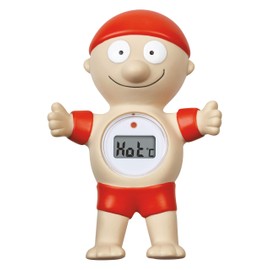 TFA Dostmann Digitales Badethermometer Bademeister, 30.2032, LED Warnung bei zu hoher Badetemperatur, schwimmt, gut ablesbar, rot, L 95 x B 50 x H 142 mm