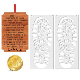 Christmas Stencils for Painting Santa Footprint Santa Claus Lost Buttons and Letter Reusable Santa Boot Stencils Plastic Xmas Drawing Templates for Painting on Wood Window Wall