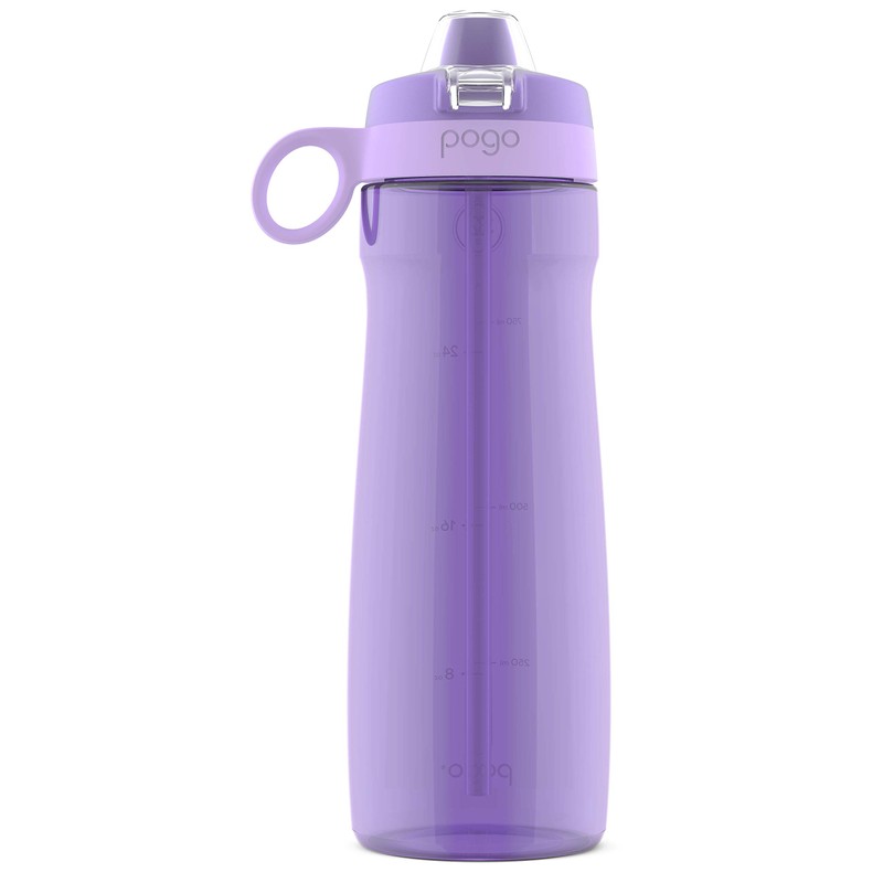 Pogo BPA-Free Tritan Plastic Water Bottle with Soft Straw, 32