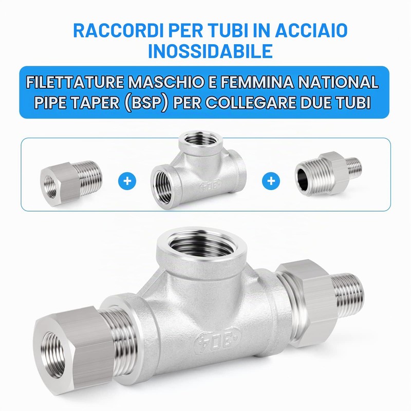 ERGAOBOY Raccordi per tubi a T in acciaio inossidabile da