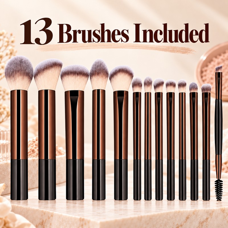 13-Piece Makeup Brush Set for Face & Eye Makeup –