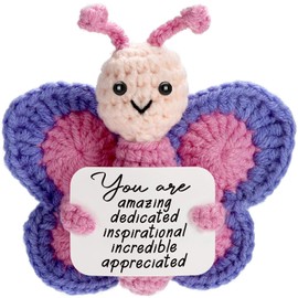 Positive Crochet Butterfly Gift for Women, Tiny Emotional Support Plush, End of Year Teacher Appreciation Gifts, Retirement Job Leaving for Coworkers Boss Social Workers