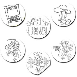 Color Your Own Wild West Cowgirl Themed Birthday Party Favor Sticker Labels for Kids, 90 1.5" Party Circle Stickers by AmandaCreation, Great for Arts & Crafts, Envelope Seals, Goodie Bags & Treats