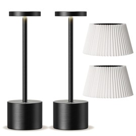 YIBEN LED Cordless Table Lamp Set of 2, Rechargeable Portable Powered LED Battery Light 6000mAh Metal USB Desk Lamp, for Restaurants Outdoor (2pack Black)