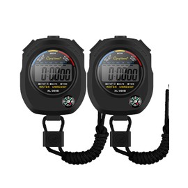 [2 Pack] Sports Stopwatch Timer, BROTOU Professional Digital Stopwatch with Calendar Alarm Compass, Multi-Handheld Stopwatch Timer for Swimming, Running, Football, Fitness, Coach, Referee