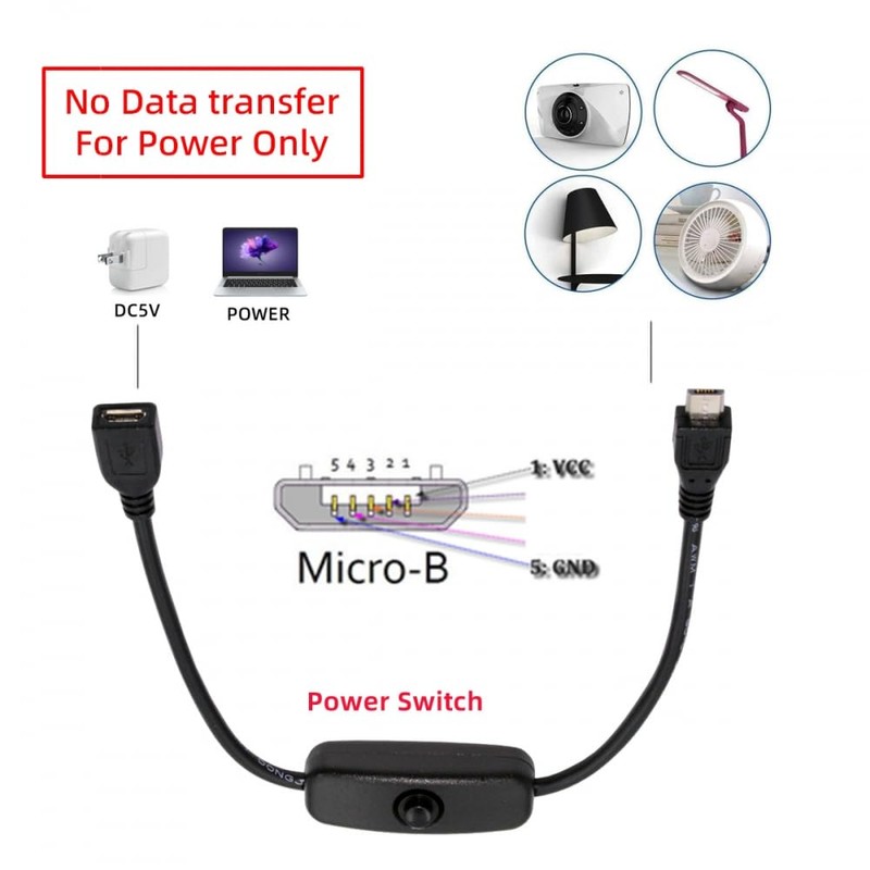 CY Cable Micro USB2.0 Cable with On/Off Switch Micro 5