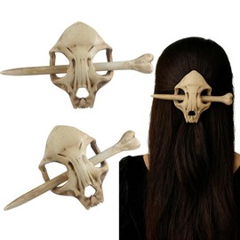 Gothic Skull Hair Clip with Bone Stick – Retro Resin Hair Accessories for Women, Witchcore Alternative Punk Hair Barrette for Bun & Updo Styling