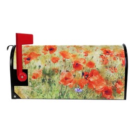 ALAZA Poppy Flowers Magnetic Mailbox Cover MailWraps Garden Yard Home Decor for Outside Standard Size-18"x 20.8"