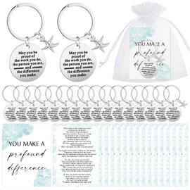 Huquary 24 Sets the Starfish Story Coworker Leaving Gifts Employee Thank You Gifts Starfish Inspirational Keychain You Make a Difference Cards White Organza Bags for Team Leaving Retirement