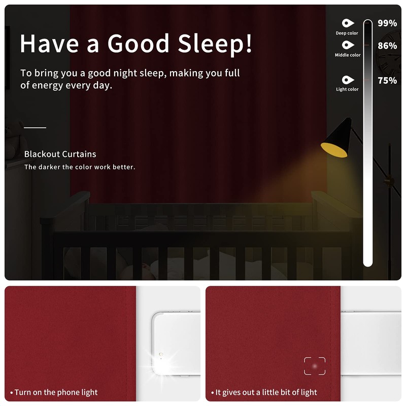 Easy-Going Blackout Curtains for Bedroom, Solid Thermal Insulated Grommet and