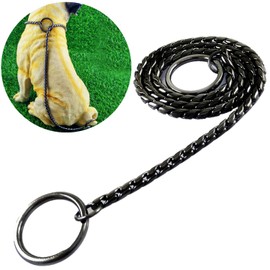 Umysky Dog P Snake Chain Chrome Plated Metal Dog Training Choke/Collar-Fully Guaranteed Against Rust Tarnish or Breakage-Recommended for Professional Training (Black, 5mm*70cm(28")#)