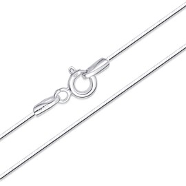 Amberta Solid 925 Sterling Silver Chain for Women Men | Super Thin Dainty & Sturdy Box Curb Singapore Beaded Snake Paperclip Necklace Delicate 16/18/20/22/24 inch: 18 inch Snake Chain Necklace