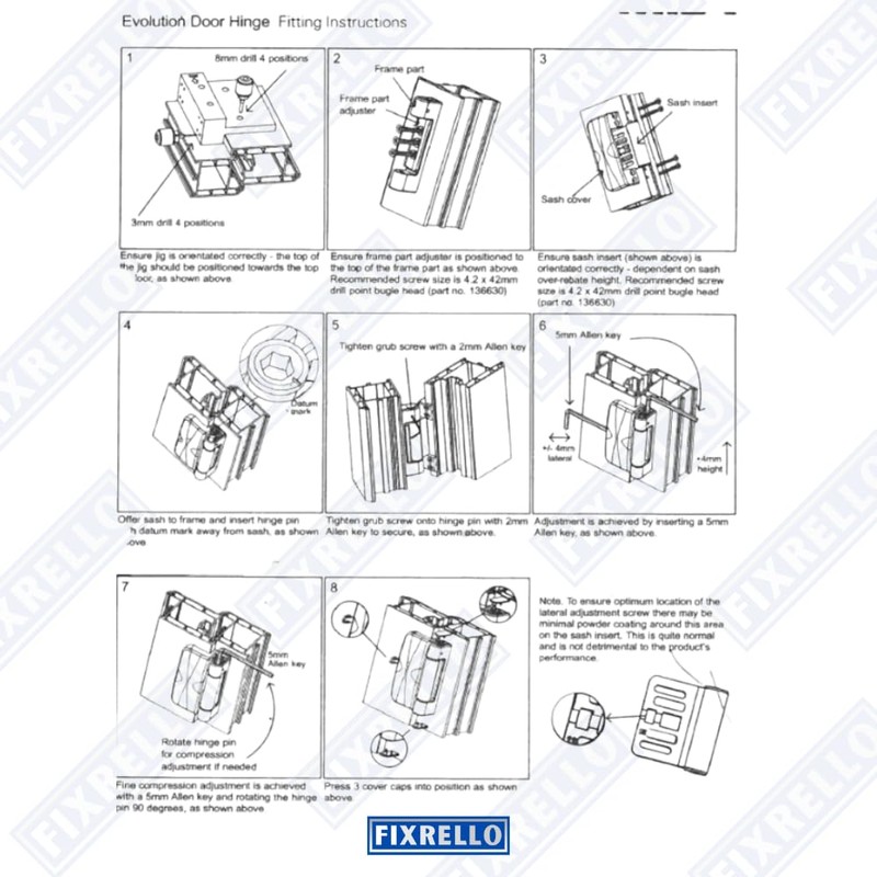 Fixrello evo v2 UPVC Double Glazing Door Flag Hinge Adjustable