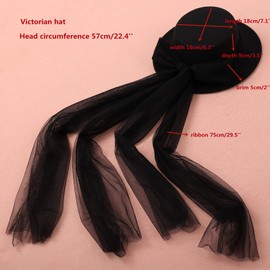 COSDREAMER Women Black Gothic Steampunk Top Hat Irregularly Veil Hat Themed Party Hat (03-Black)