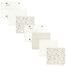 Hudson Baby Unisex Baby Cotton Flannel Receiving Blankets Bundle, Taupe Sheep, One Size