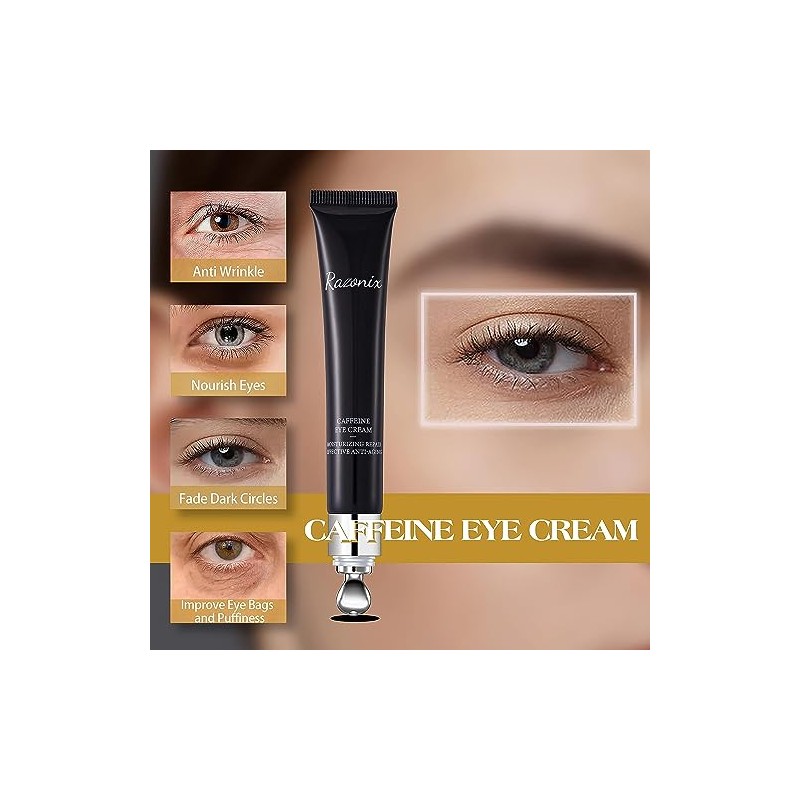 RAZONIX Caffeine Under Eye Cream Anti Aging for Lines and
