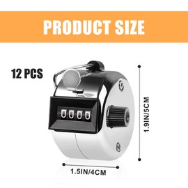 Leikurvo Pack of 12 Hand Counters: Metal Counter, Clicker Counter, 4-Digit Counter for Person Counters, Quantity Counters, Lap Counters, Knitting, Finger Counter, Golf and Row Counter, Sports School,