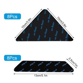 16 Pcs Pinzas para Alfombras Antideslizante, Cinta de Alfombra, Almohadillas Antideslizantes para Alfombras Regionales Tapetes Infantiles, Almohadilla de Agarre para Alfombra, Lavable y Reutilizable