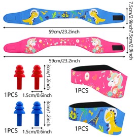 Children's Swimming Headband, 2 Pieces Neoprene Swimming Band, Swimming Headbands with Velcro Fastening, Swimming Headband Adults, Ear Protection, Waterproof Headband for Children, Adults (Size M)