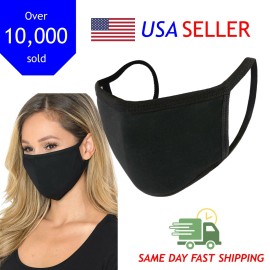 (5 Pieces)  Soft  Unisex Double Layer Cotton Face Black Mask Reusable & Washable
