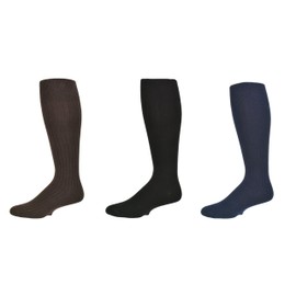 Sierra Socks Men's 3 Pair Pack Classic Dress Over the Calf Cotton Socks M3300 (Sock Size 10-13, Shoe Size 10-13, Assorted (Navy/Black/Brown))